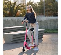 HOMCOM Foldable Powered Scooter with Adjustable Seat & Brake - Pink AA1-023PK, 10km/h, 6-8km Range, 6-8h Charge, Ages 7-12