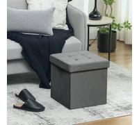 Foldable 37.6L Storage Ottoman, Sherpa Fleece Ottoman Storage Box HOMCOM Grey One Size