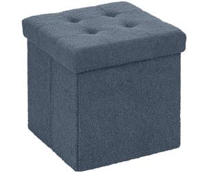 HOMCOM Foldable Sherpa Fleece Storage Ottoman - Blue