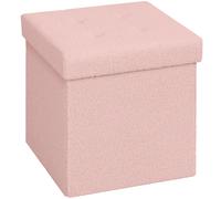 HOMCOM Foldable Sherpa Fleece Storage Ottoman - Pink