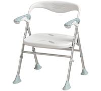 HOMCOM Foldable Shower Chair with Flip-Up Armrests, Shower Stool with Adjustable Height, Tool-Free Assembly, 136 kg