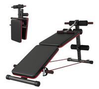 HOMCOM Foldable Sit Up Bench, Adjustable Abdominal Trainer for Home Gym | with Resistance Bands, Padded Core Workout Bench, Strength Training