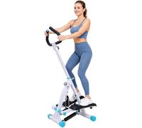 Homcom Foldable Stepper Adjustable Step Machine W/ Handlebar Lcd Display In White White
