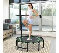 HOMCOM Foldable Trampoline w/ Adjust Handle, Max Load 100 KG - Green