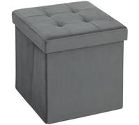 HOMCOM Foldable Velvet-Feel Storage Ottoman - 38 x 38 x 38 cm - - Blue | TJ Hughes