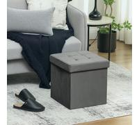 Foldable 37.6L Storage Ottoman, Sherpa Fleece Ottoman Storage Box HOMCOM Grey One Size