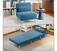 HOMCOM Folding 5 Position Convertible Sleeper Bedroom Chair Bed Blue