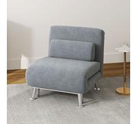 HOMCOM Single Chair Bed Folding Chair Bed Metal Frame Padding Pillow in Grey HOMCOM Grey