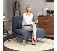 HOMCOM Single Charcoal Grey Velvet Chair Bed with Adjustable Backrest - Wilko
