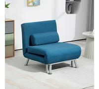 HOMCOM Folding 5 Position Convertible Sleeper Chair Sofa Bed - Dark Blue - Linen - 1 Seater