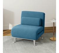 HOMCOM Folding 5 Position Convertible Sleeper Chair Sofa Bed - Blue - Velvet - 1 Seater
