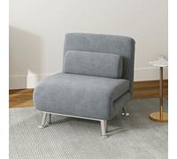 HOMCOM Single Folding 5 Position Convertible Sleeper Chair Sofa Bed Grey, Grey