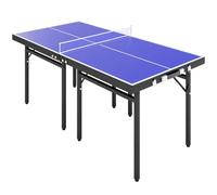HOMCOM Folding 5ft Mini Compact Table Tennis Top Ping Pong Table Set Blue | Professional Net, Games, Sports Training, Play