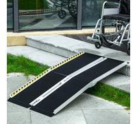 Homcom Folding Aluminium Wheelchair Ramp 272Kg Capacity For Home In Black Black L