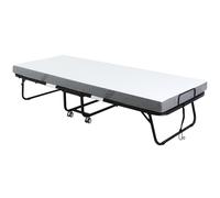 HOMCOM Folding Bed with 10cm Mattress, Portable Foldable Guest Bed with Wheels