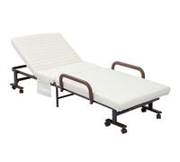 HOMCOM Folding Bed with Mattress, Single Guest Bed, Portable Fold Bed with Adjus