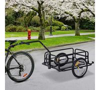 HOMCOM Bike Cargo Trailer Bicycle Trailer Cargo Storage Cart w/Hitch Cycling Camping Luggage Storage Carrier Transport Steel Black