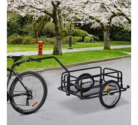 HOMCOM Folding Bicycle Cargo Storage Cart & Luggage Trailer with Hitch Black HOMCOM Black