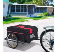 Homcom Folding Bike Trailer Cargo Storage Carrier With Removable Cover And Hitch In Black Black One Size