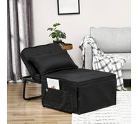HOMCOM Folding Sleeper Chair Bed w/ Pillow and Side Pockets, Black, Black