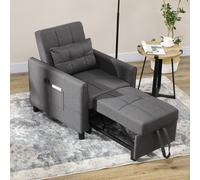 Homcom Folding Chair Bed, Pull Out Sleeper Chair With Adjustable Backrest In Dark Grey Dark Grey One Size