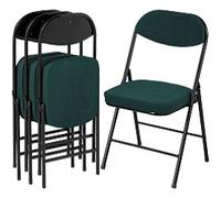 Homcom Folding Chairs Set Of 4 With Cushioned Seat, Steel Frame, Teal