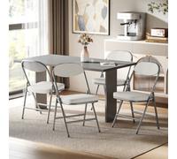 HOMCOM Folding Chairs Set of 4 with Cushioned Seat, Steel Frame in Off-White HOMCOM Off-White