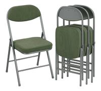 HOMCOM Folding Chair Corduroy, Steel, Sponge 450 x 485 x 820 mm Green 4 Pieces
