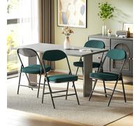 HOMCOM Folding Chairs Set of 4 with Cushioned Seat, Steel Frame in Teal HOMCOM Teal