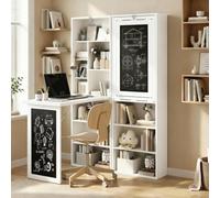 Homcom Folding Convertible Desk With Blackboard And Bookshelf, White