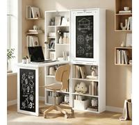 Homcom Folding Convertible Desk With Blackboard And Bookshelf, White
