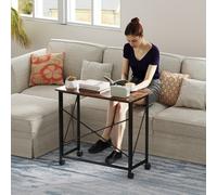 HOMCOM Folding Desk on Wheels, Writing Table for Home Office, Brown