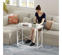 HOMCOM Folding Desk on Wheels - Writing Table for Home Office - White | TJ Hughes