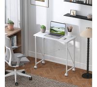 HOMCOM Folding Desk on Wheels - Writing Table for Home Office - White | TJ Hughes