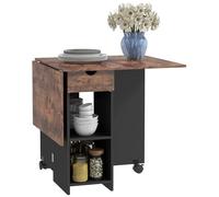 HOMCOM Folding Dining Table Drop Leaf for Small Spaces Rustic Brown