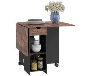 HOMCOM Folding Dining Table Drop Leaf for Small Spaces Rustic Brown