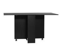 HOMCOM Folding Kitchen Table, Extendable Drop Leaf Dining Table with 2-tier Shelves, Small Dinner Table with Rolling Casters, Black Aosom UK