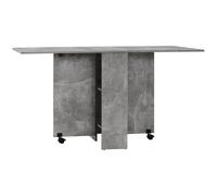 HOMCOM Folding Dining Table - Drop Leaf Table for Small Spaces with 2-tier Shelves - Small Kitchen Table with Rolling Casters - Cement Grey | TJ Hugh
