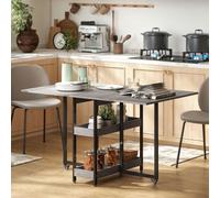 Homcom Folding Dining Table, Drop Leaf Table With Open Compartments In Grey Grey