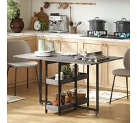 Folding Dining Table Drop Leaf Table with Open Compartments Grey