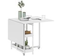 HOMCOM Folding Dining Table - Drop Leaf Table With Open Compartments - White | TJ Hughes