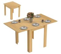Homcom Folding Dining Table For 4-6, Drop Leaf Table, Natural Natural