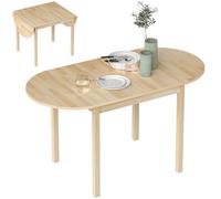 HOMCOM Folding Dining Table for 4-6 People, 140 cm Oval Solid Wood Drop Leaf Table, Kitchen Table for Small Spaces, Dining Room, Living Room, Natural Wood Finish