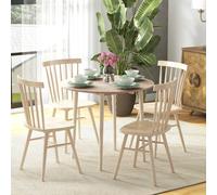 HOMCOM Foldable Dining Table, Round Drop Leaf Table, Brown