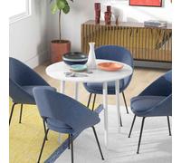 HOMCOM Folding Dining Table for 4, Round Drop Leaf Table, Modern Space Saving Small Kitchen Table with Wood Legs for Dining Room, White White