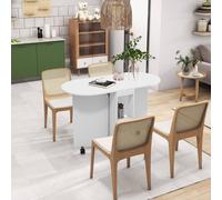 HOMCOM Folding Dining Table for Small Spaces with 2-tier Shelves White