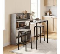 HOMCOM Folding Dining Table, Kitchen Table with Shelves Grey Wood Effect HOMCOM Grey