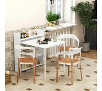 HOMCOM Folding Dining Table, Kitchen Table with Shelves White - Steel tube, foldable, with anti-tip - White steel - White steel