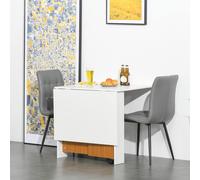 Folding Drop Leaf Table Dining Mobile Writing Desk W/ Casters-Teak/White Colour - Home Living | TJ Hughes White