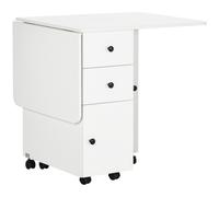 HOMCOM Folding Dining Table, Rolling Kitchen Table With Storage Drawers in Brown HOMCOM Brown